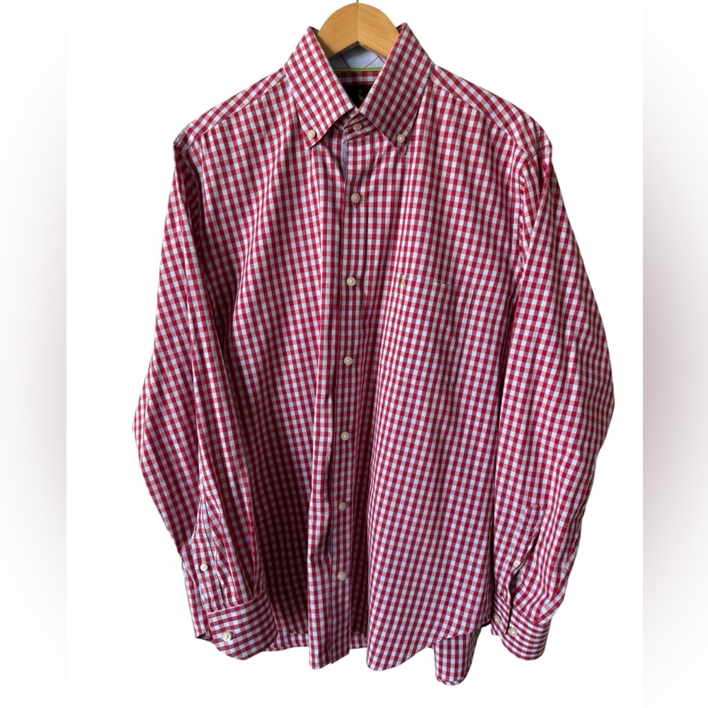 TailorByrd Large Red Gingham Button Down Shirt Me… - image 1